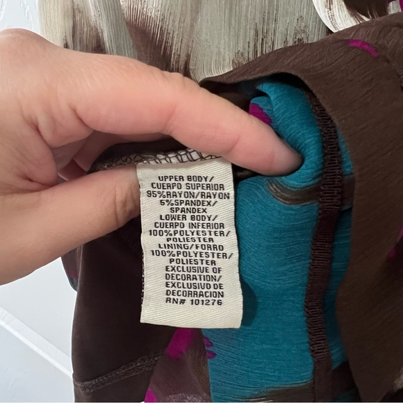 Beige by Eci Floral Rosette Y2K Tie Dye Chiffon Babydoll Blouse Size Medium - Picture 8 of 11